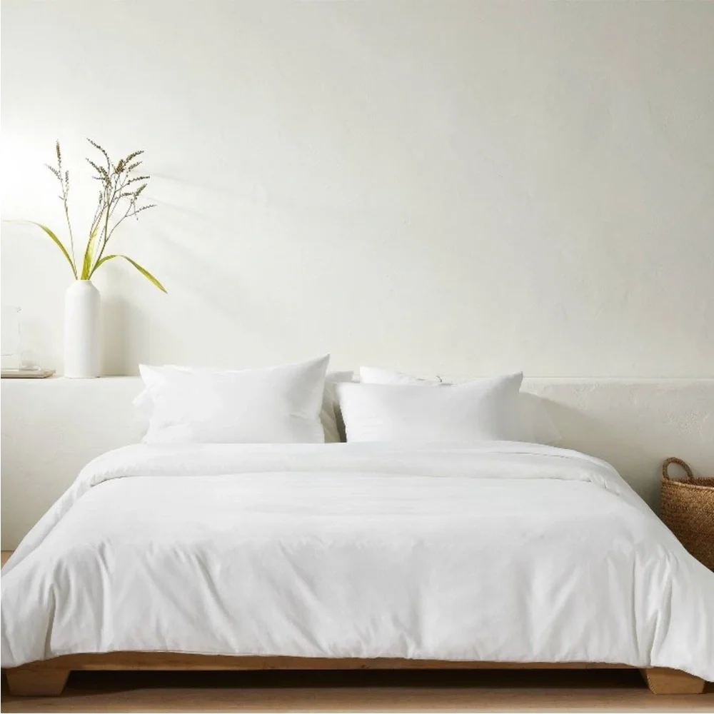 CASALUNA NWT 3pc lycoell cotton blend duvet & sham set -white -king
